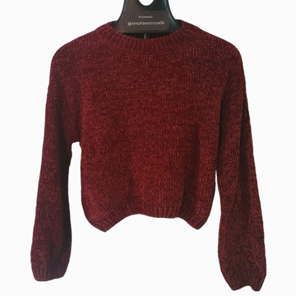 N by Nancy Red Chenille Cropped Sweater - Picture 2 of 6